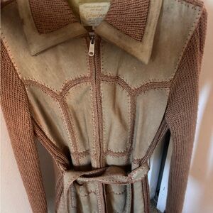 Vintage 70s suede and crochet jacket by exclusive imports